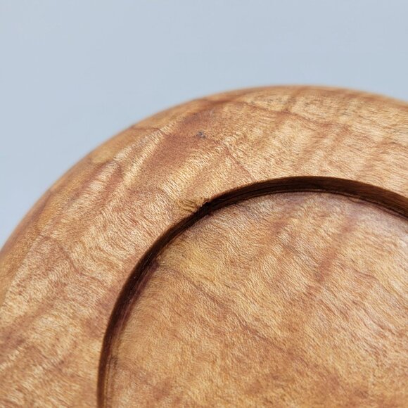 Handcrafted Cherry Wood Bowl Polished Smooth Deep Boho Decor - Picture 7 of 7